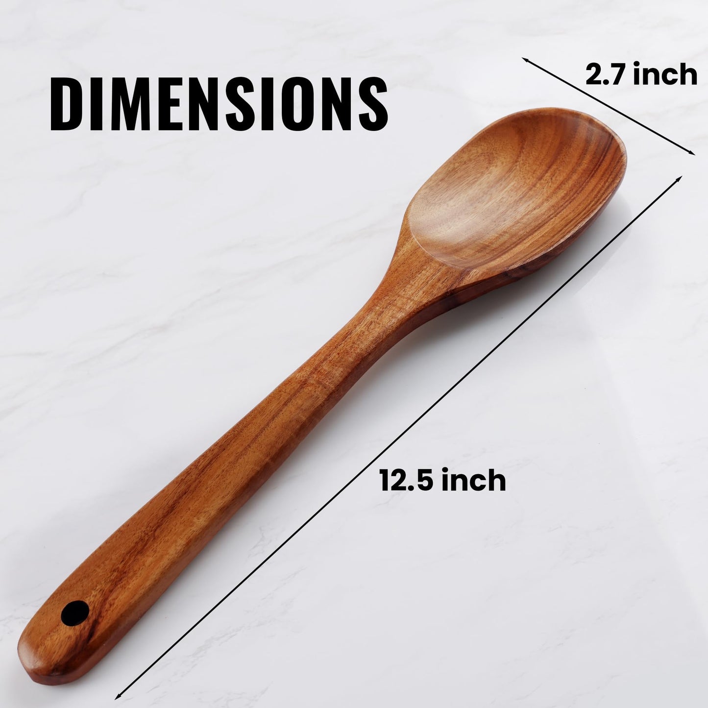 Zulay Kitchen Premium Large Teak Wooden Spoon For Cooking - Durable Wooden Cooking Utensil, Perfect Wooden Kitchen Utensil Set Addition, Smooth Finish Natural Teak Spoon, Non-Stick Wooden Spoon