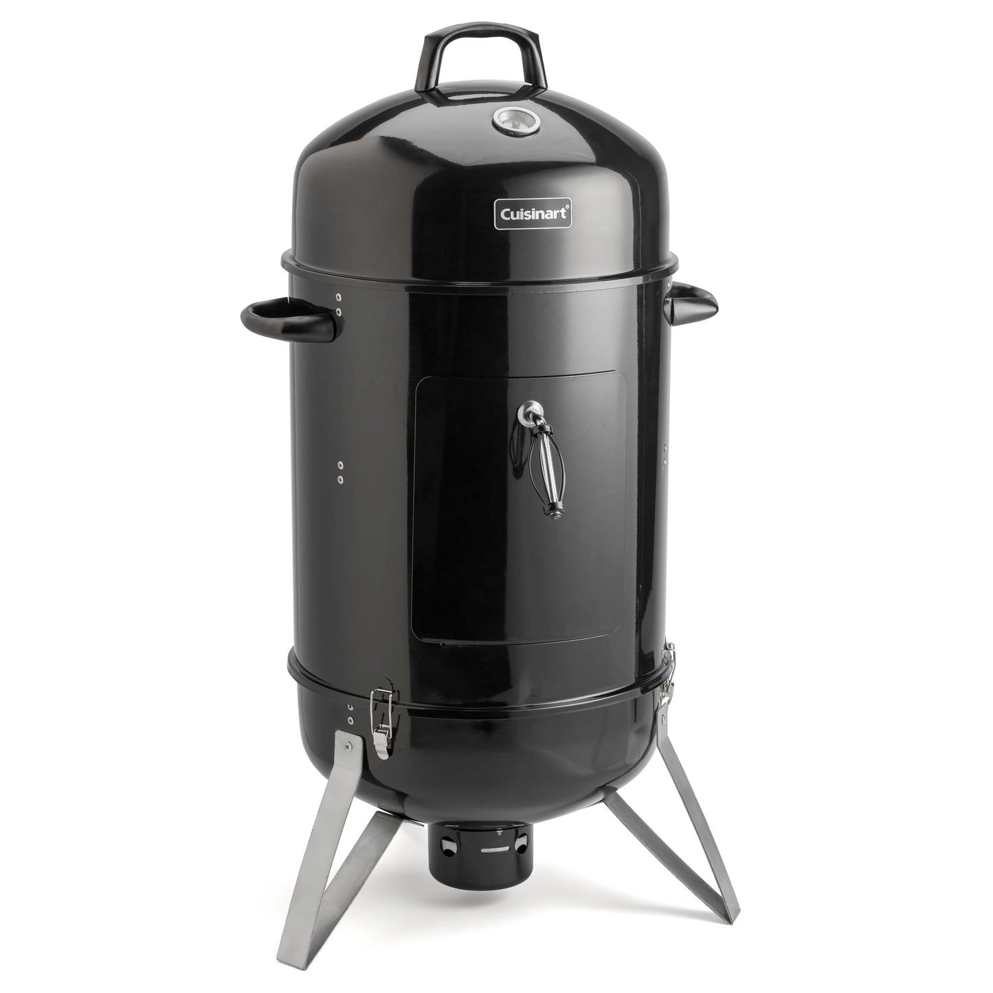 Cuisinart 18” Vertical Charcoal Smoker, Integrated Thermometer, Water Bowl and Dual Vents Perfect for Smoked Brisket, Chrome Plated Grates Smoker Grill for BBQ, Camping, Tailgates