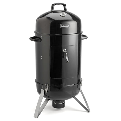 Cuisinart 18” Vertical Charcoal Smoker, Integrated Thermometer, Water Bowl and Dual Vents Perfect for Smoked Brisket, Chrome Plated Grates Smoker Grill for BBQ, Camping, Tailgates