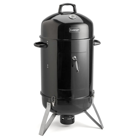 Cuisinart 18” Vertical Charcoal Smoker, Integrated Thermometer, Water Bowl and Dual Vents Perfect for Smoked Brisket, Chrome Plated Grates Smoker Grill for BBQ, Camping, Tailgates