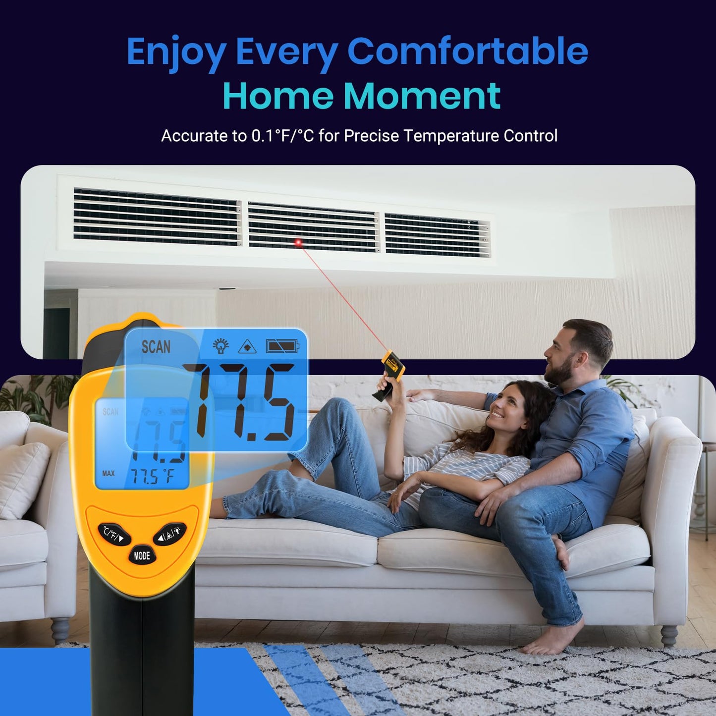 Etekcity Infrared Thermometer Temperature Gun 1080, -58°F to 1130°F for Meat Food Pizza Oven Griddle Accessories, Heat Gun for Cooking, Kitchen, Fridge, Reptile,BBQ