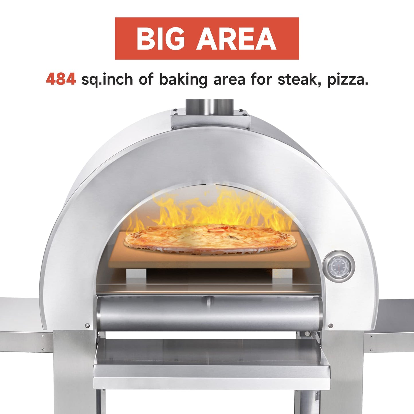 GYBER Kenya Portable 22" Outdoor Pizza Oven Stainless Steel Wood Fired Pizza Maker Grill for Backyard