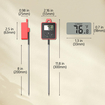 Timloon Waterproof Digital Candy Thermometer for Candy Making, Instant Read Cooking Thermometer with Pot Clip, Backlight LCD, 8" Long Probe, Temperature Alarm, ℃/℉ Switch for Kitchen, Outdoor BBQ