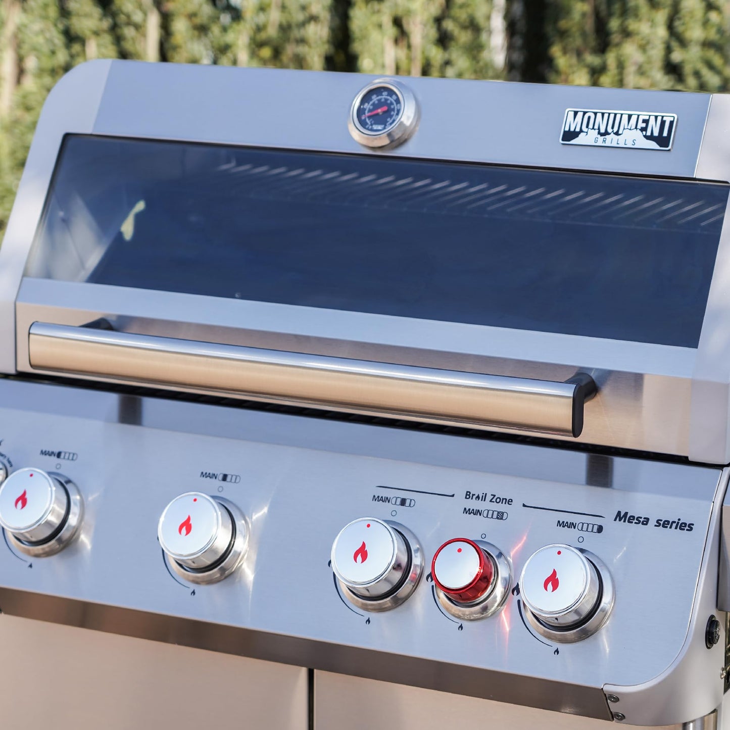 Monument Grills Outdoor Barbecue Stainless Steel 4 Burner Propane Gas Grill, 62,000 BTU Patio Garden Barbecue Grill with Side Burner and Knob Controls, Mesa415BZ