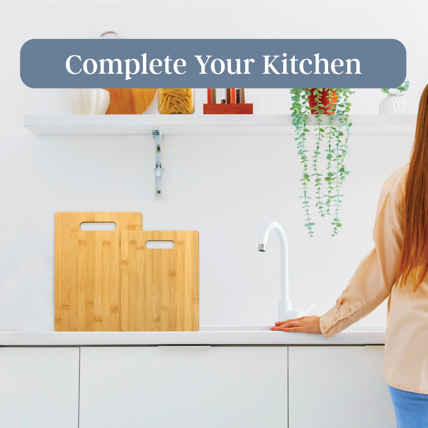 Totally Bamboo 2-Piece Cutting Board Set; 2 Assorted Sizes of Bamboo Wood Cutting Boards for Kitchen