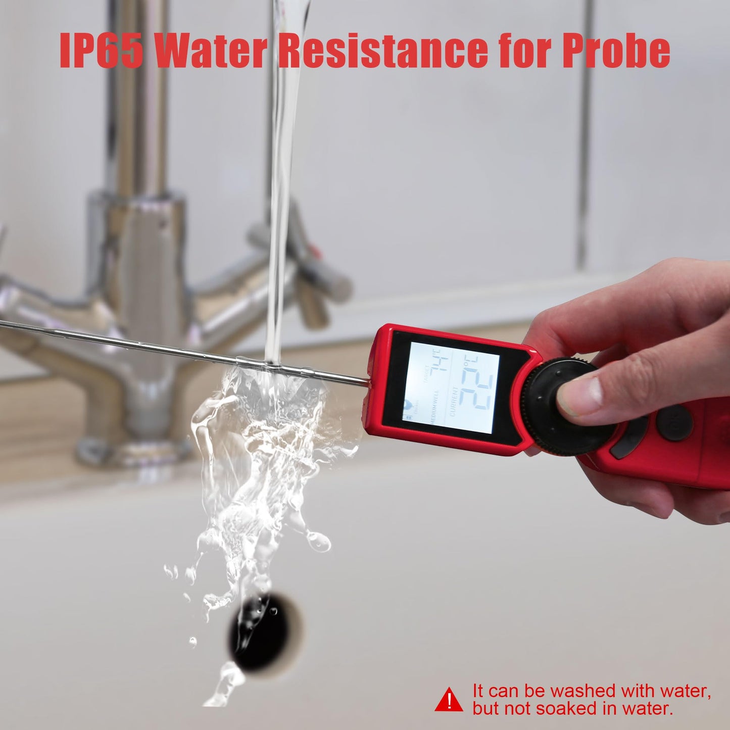 Thermochef Meat Thermometer Digital Instant Read for Grilling, High Accuracy ±1% ℉, Backlit Screen with Auto Wake/Sleep, Customized Mode Food Thermometer for Cooking, BBQ Beef Home Essentials Red