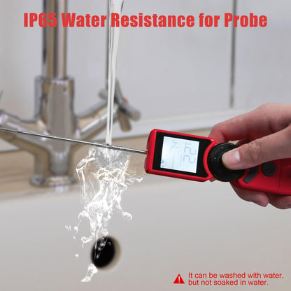 Thermochef Meat Thermometer Digital Instant Read for Grilling, High Accuracy ±1% ℉, Backlit Screen with Auto Wake/Sleep, Customized Mode Food Thermometer for Cooking, BBQ Beef Home Essentials Red