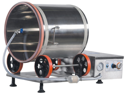 PRO-CUT KMV-25, 1/6 HP Motor, 120V, 1 Phase, Stainless Steel Tumbler, Transparent Robust Polycarbonate LID, 55LBS Tumble Capacity, 9 GL/MIN Pump Capacity