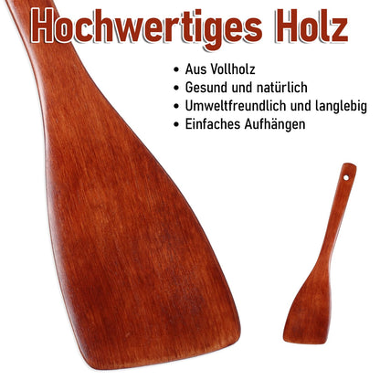 2 Pcs Wooden Spatula Wood Utensils Set for Cooking 13in Natural Wooden Spatula for Cooking Long Handle Wood Spatula Kitchen Spatula for Non-Stick Cookware