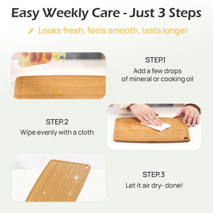 Dishwasher Safe Bamboo Cutting Boards Durable Lightweight Wood Cutting Board for Busy Kitchen, Easy Storage & Clean Wooden Chopping Boards Reversible with Juice Groove, Kitchen Gift for Home Cooks