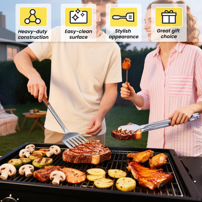 Grilling Accessories - 4Pcs BBQ Grilling Tools Set, Heavy Duty Rose Wooden Barbecue Grill Tools Kit for Outdoor Grill, Flat Top Griddle Accessories Kit for Blackstone, BBQ Gift for Men and Women