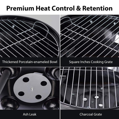 Charcoal Grill 18 inch Barbecue Grill for Outdoor Courtyard Picnic Camping Tailgating BBQ Kettle
