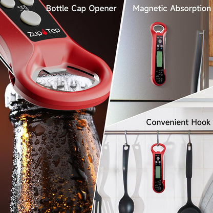 ZupTep Meat Thermometer Digital – Instant Read Food Thermometer for Cooking with Long Probe and Backlit Display, Fast Accurate Temperature for Grill, BBQ, Smoker, Candy, Kitchen Essentials