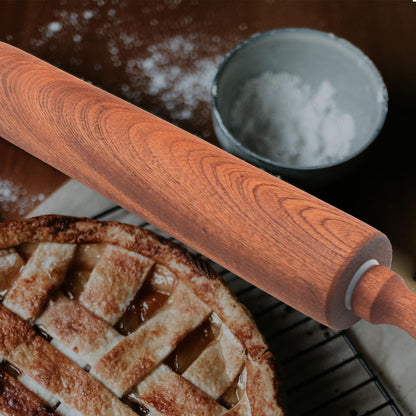 TUSIWIT Classic Sapele Wood Rolling Pin With Handles,Baking Wooden Rolling Pin （17''L x 1.77"W)