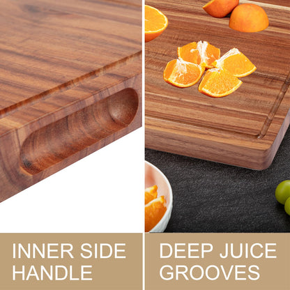 20 Inch Large Acacia Wood Cutting Board 1.5" Thick, Reversible Wooden Cutting Board for Kitchen, Charcuterie Board Cheese Board with Deep Groove, Chopping Board for Meat, Vegetables, Fruit