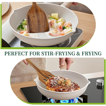 Bkiok Wooden Spatula for Cooking, Long Handle Teak Wood Spatula Set, Flat Turner and Slotted Spatula for Non-Stick Pans, Sautéing, and Flipping(2Pcs)