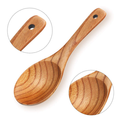 4 Pieces Wooden Spoons Set 9 Inch for Cooking, Serving Salad, Stirring Soup, Rice, Nonstick Heat Resistance Easy to Use