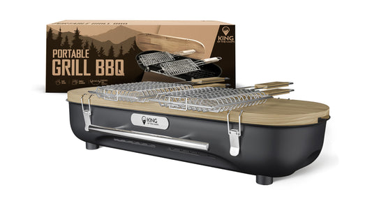 King of the Camps Portable Charcoal Grill - Tabletop Barbecue For Outdoor Cooking - Outdoor Travel Portable BBQ Grill For Camping - Mini Charcoal Grill For Camping Cooking