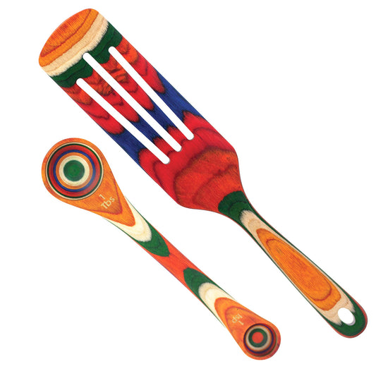 Totally Bamboo Baltique Marrakesh Collection 2 Piece Cooking Utensil Set, Spurtle & Measuring Spoon