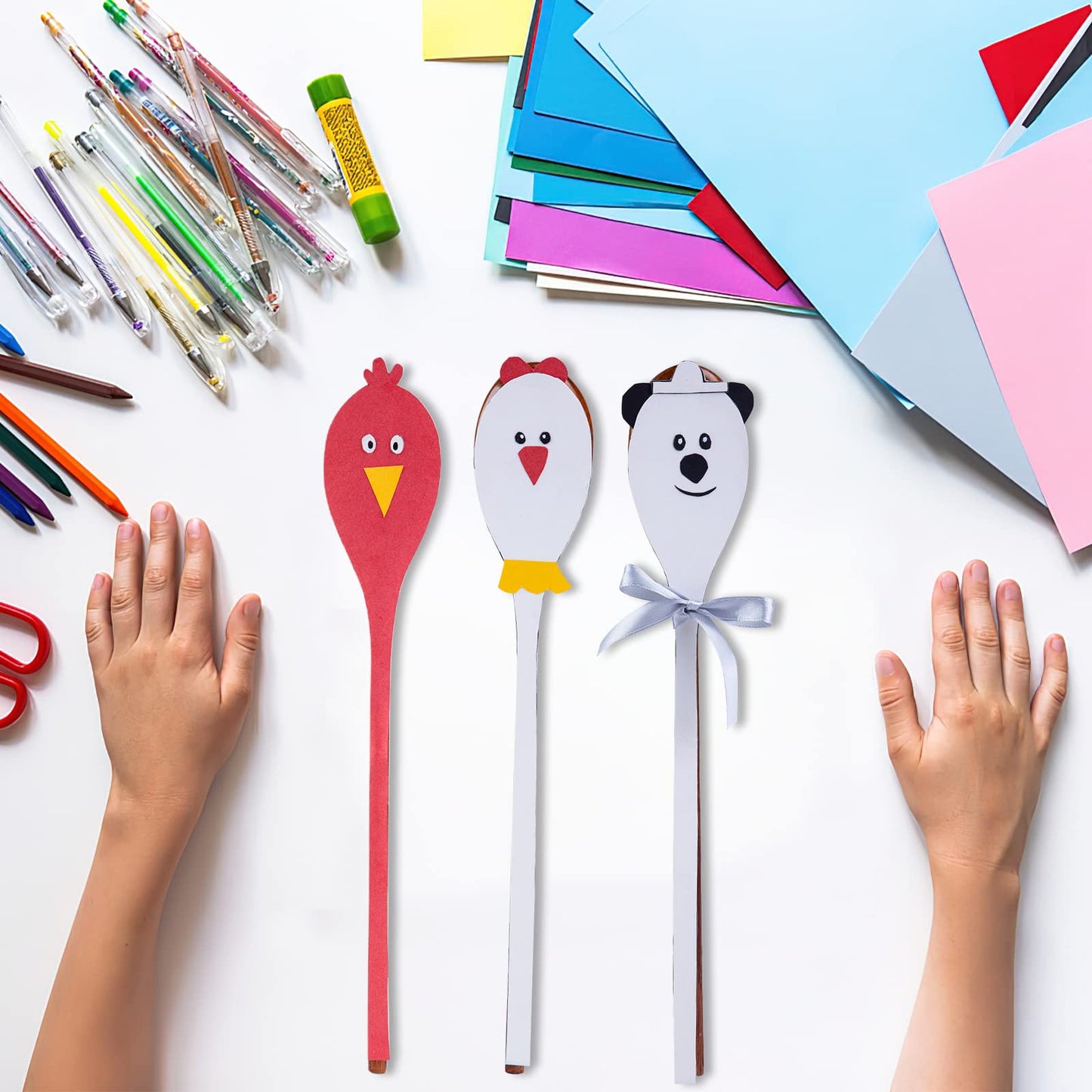 HANSGO Wooden Spoons for Cooking, 12 Inch Mixing Wood Spoon with Long Handle Serving Utensil Set for Kitchen Cooking and Stirring, 6PCS