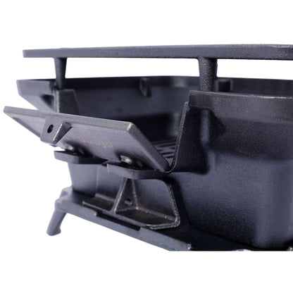 16" Rectangular Cast Iron Hibachi Grill, Portable Charcoal Grill With Vent Removable Grate, Yakitori Grills for Outdoor Camping Cooking, Enameled (Rectangular)