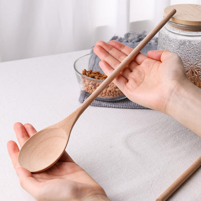 HANSGO Wooden Spoons for Cooking, 10 Inch Mixing Wood Spoon with Long Handle Serving Utensil Set for Kitchen Cooking and Stirring, 3PCS