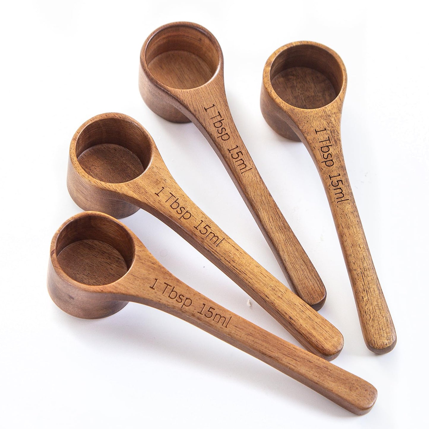 4PCS Wooden Measuring Scoops Acacia Wood Scoop For Jars Coffee Scoops For Coffee Measuring Spoons Wooden Scoops For Containers Daily Powder Salt Bath Soap Scooper