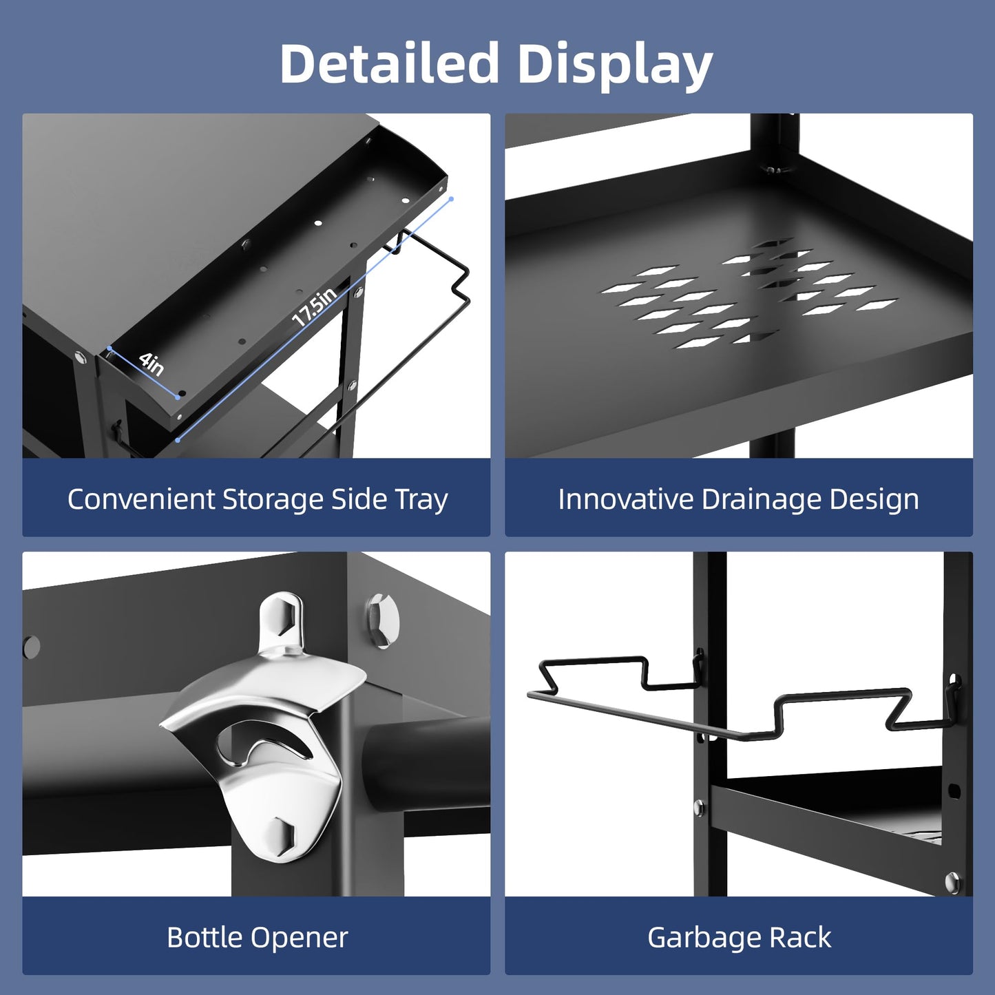 TOLEAD Outdoor Grill Cart, Grill Tables for Outside, Grill Carts Outdoor with Wheels, BBQ Cart Outdoor Prep Table, Pizza Oven Table for Outside, Griddle, Patio