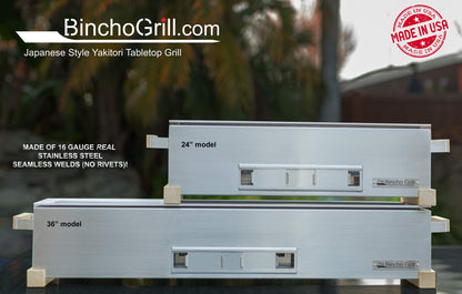 Bincho Grill GR915L Yakitori Charcoal Grill, 36” Japanese Style Tabletop Robata BBQ – Stainless Steel, Commercial Grade, Hibachi for Skewers – Authentic, Heavy-Duty, Rust-Resistant