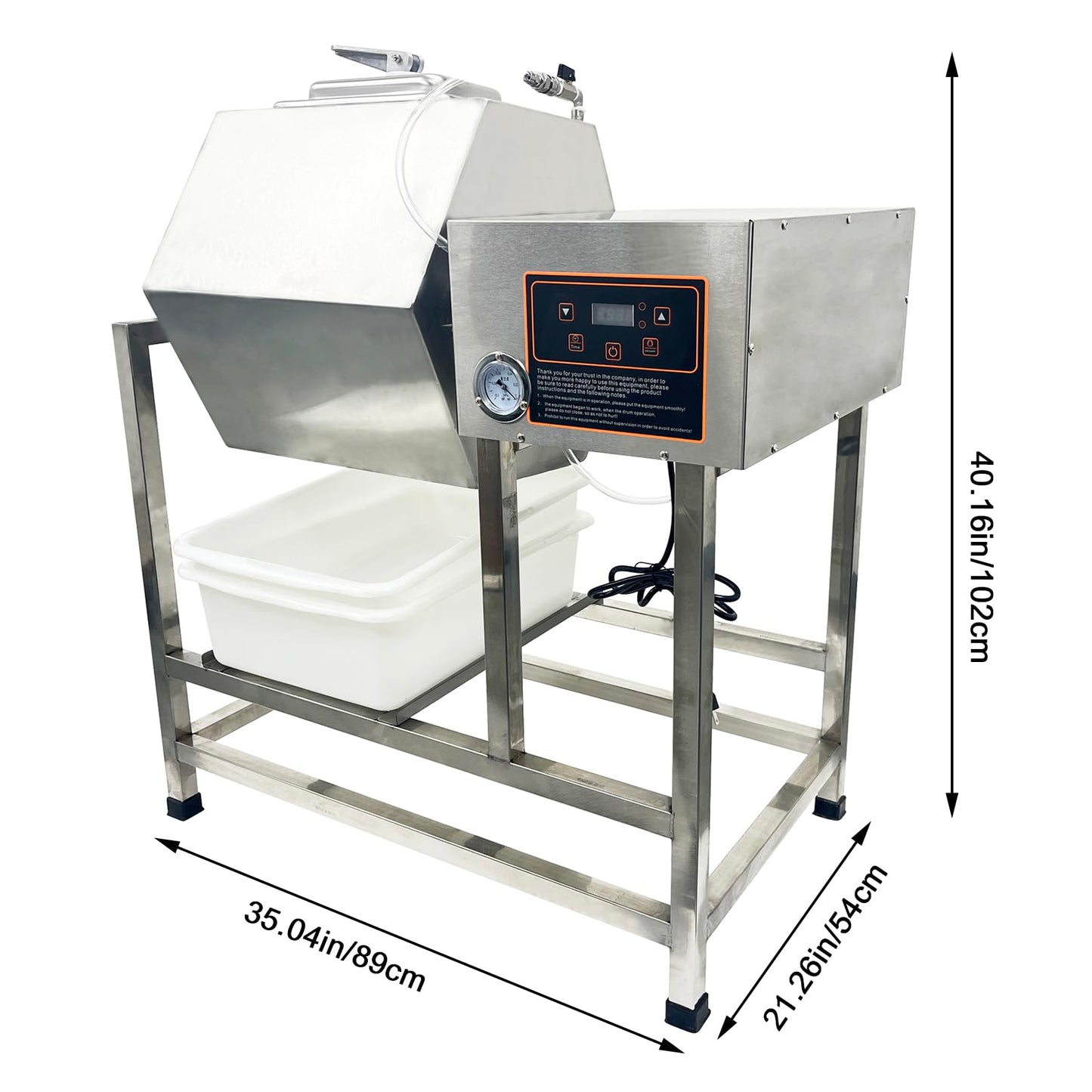Yokoma Meat Vegetable Tumbler Marinator, 90L Capacity Marinate 47.5kg Commercial Electric Vacuum Pump Vegetable Marinating Machine Stainless Steel Meat Curing Marinator for for Jerky, Sausage, Bacon