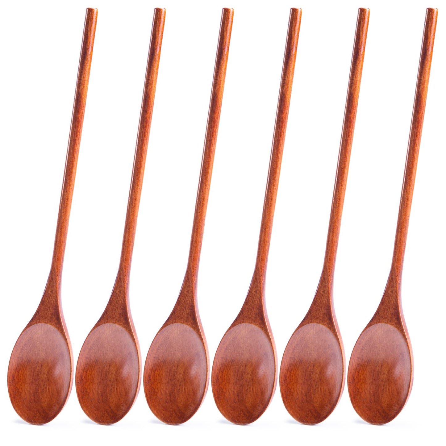 HANSGO Wooden Spoons for Cooking, 12 Inch Mixing Wood Spoon with Long Handle Serving Utensil Set for Kitchen Cooking and Stirring, 6PCS