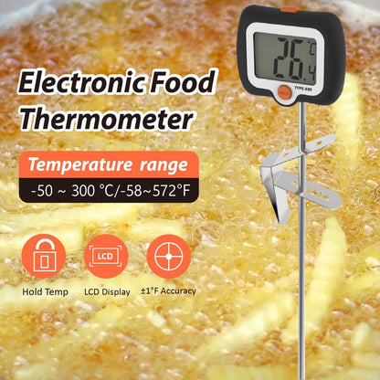 10 Inch Long Digital Candy Thermoometer with Pot Clip,Deep Fry Thermometer,Rotating Display, Best Instant Read Food Meat Thermometer for Candy Making or Deep Frying