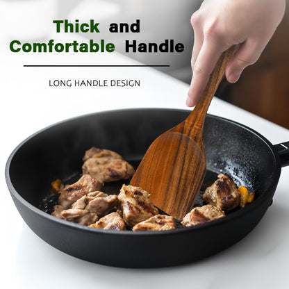 Vorisebo Wood Spoons for Cooking, Natural Teak Wooden Utensils Set, 10 Piece Handmade Wooden Utensil Set with Holder and Spoon, Durable Nonstick Kitchen Cookware Tool