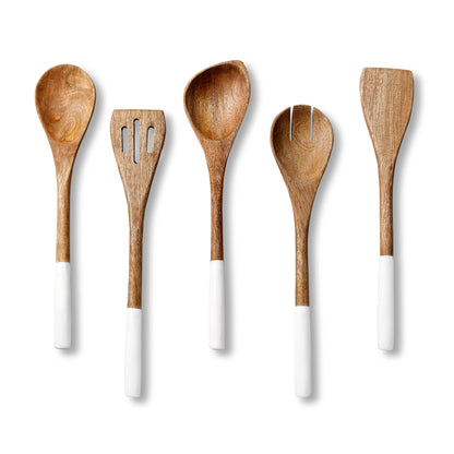 Folkulture Wooden Spoons for Cooking, Set of 5 Wooden Utensils for Cooking, Nonstick Wooden Cooking Utensils, Wooden Cooking Utensils, 12" Kitchen Utensil Sets with Wooden Spoon Sets &Wooden Spatula