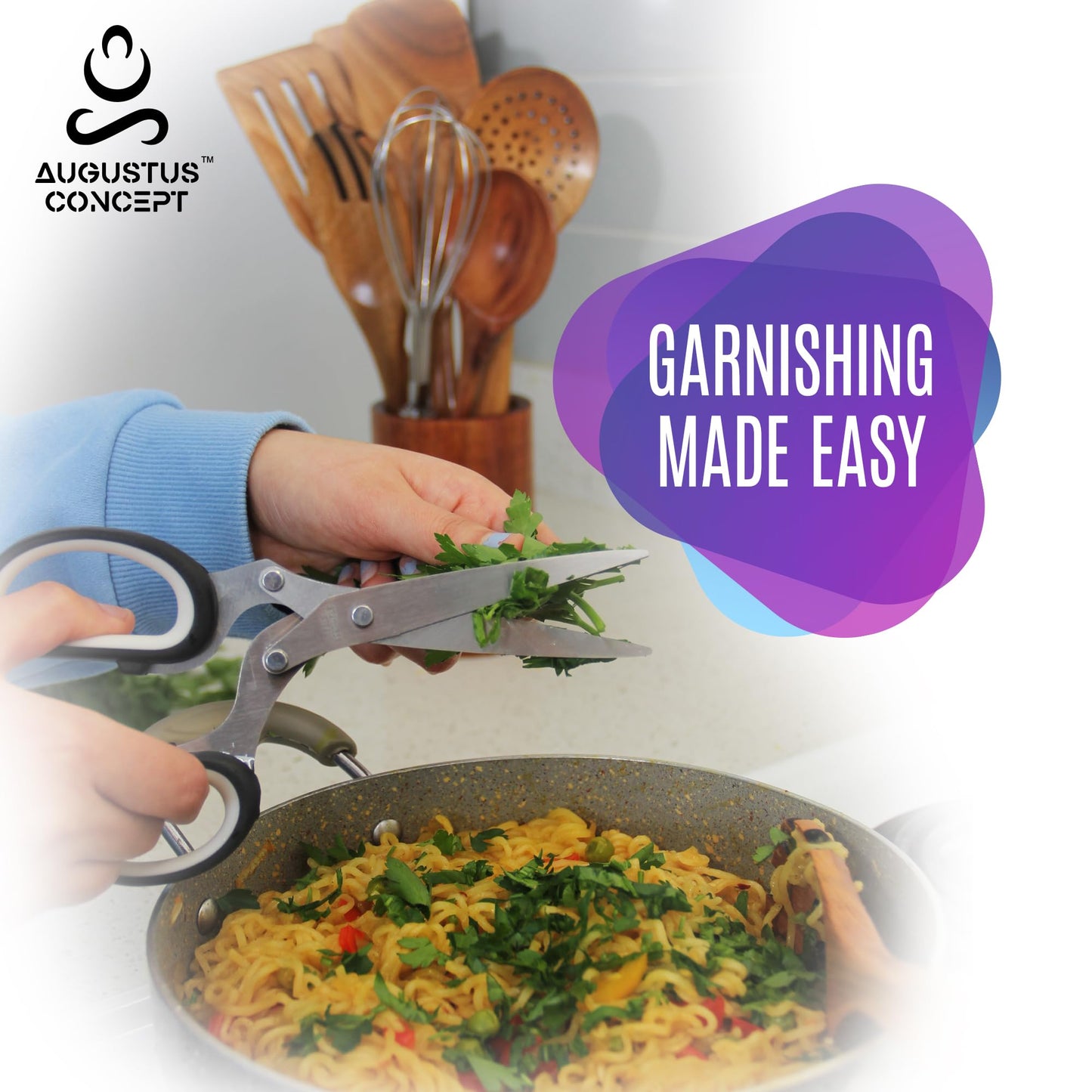 Kitchen Utensils Set - 25 pcs Wood Utensils Set - Nonstick Wooden Spoons for Cooking - Wooden Kitchen Utensils set with Measuring Cups and Spoons Set - Kitchen Shears - Apartment Essentials