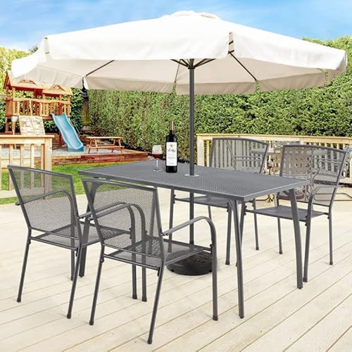 AECOJOY 5 Piece Outdoor Table and Chair, Patio Outdoor Dining Set with 1.73" Umbrella Hole, Patio Table and Chair Set of 4 for Garden,Bistro,Deck