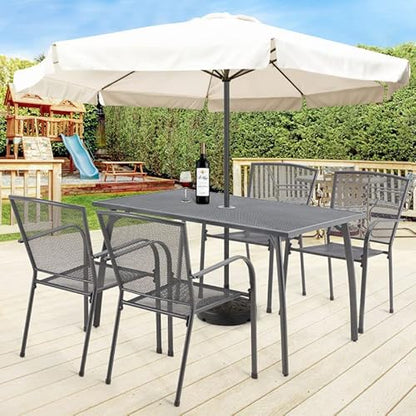 AECOJOY 5 Piece Outdoor Table and Chair, Patio Outdoor Dining Set with 1.73" Umbrella Hole, Patio Table and Chair Set of 4 for Garden,Bistro,Deck