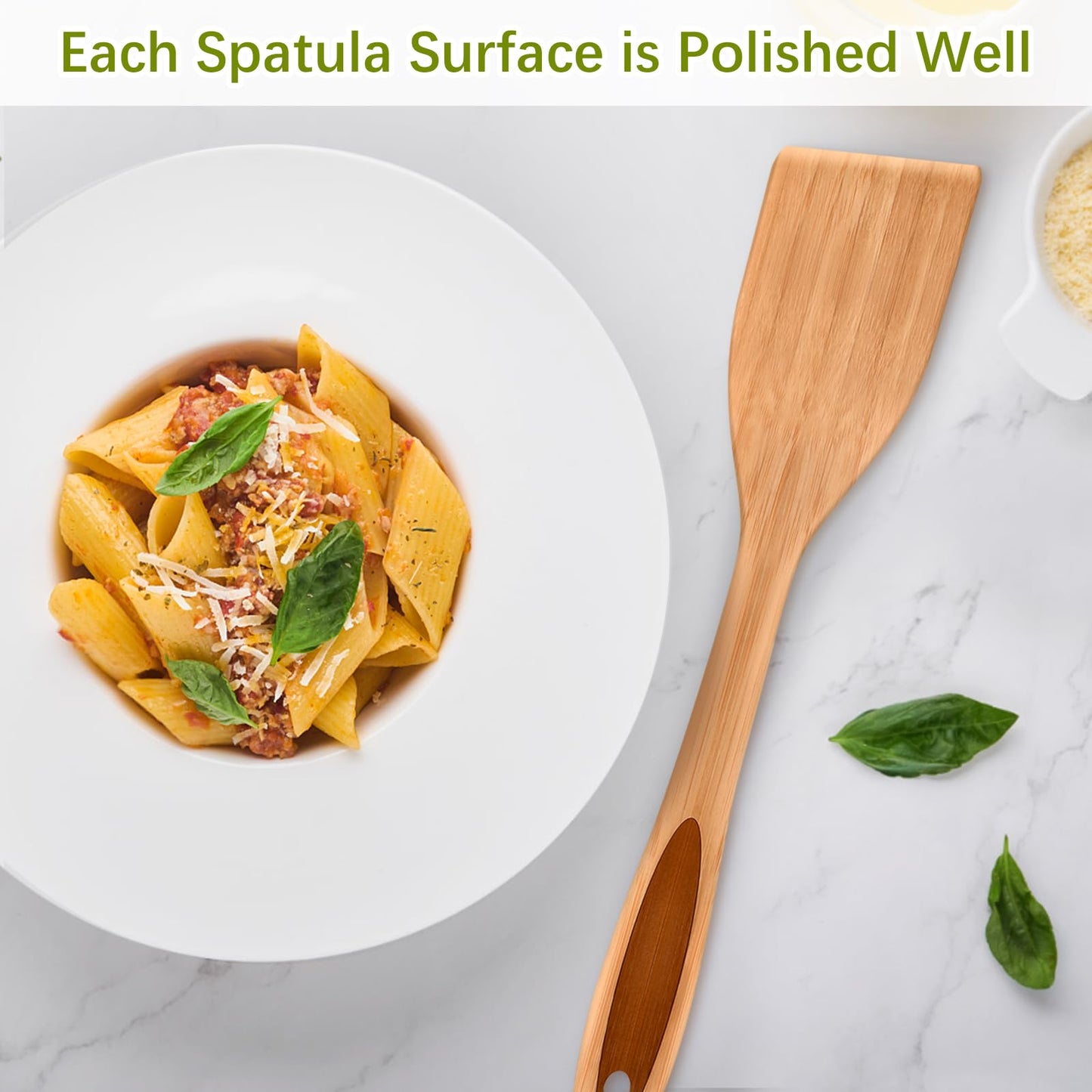 LorisArm 12" inch Bamboo Spatula Turner, Solid Kitchen Spatula Turner, Egg Scraper, Wood Cooking Utensil, Kitchen Spatulas for Baking, Flipping, Serving, Scraping & Turning.