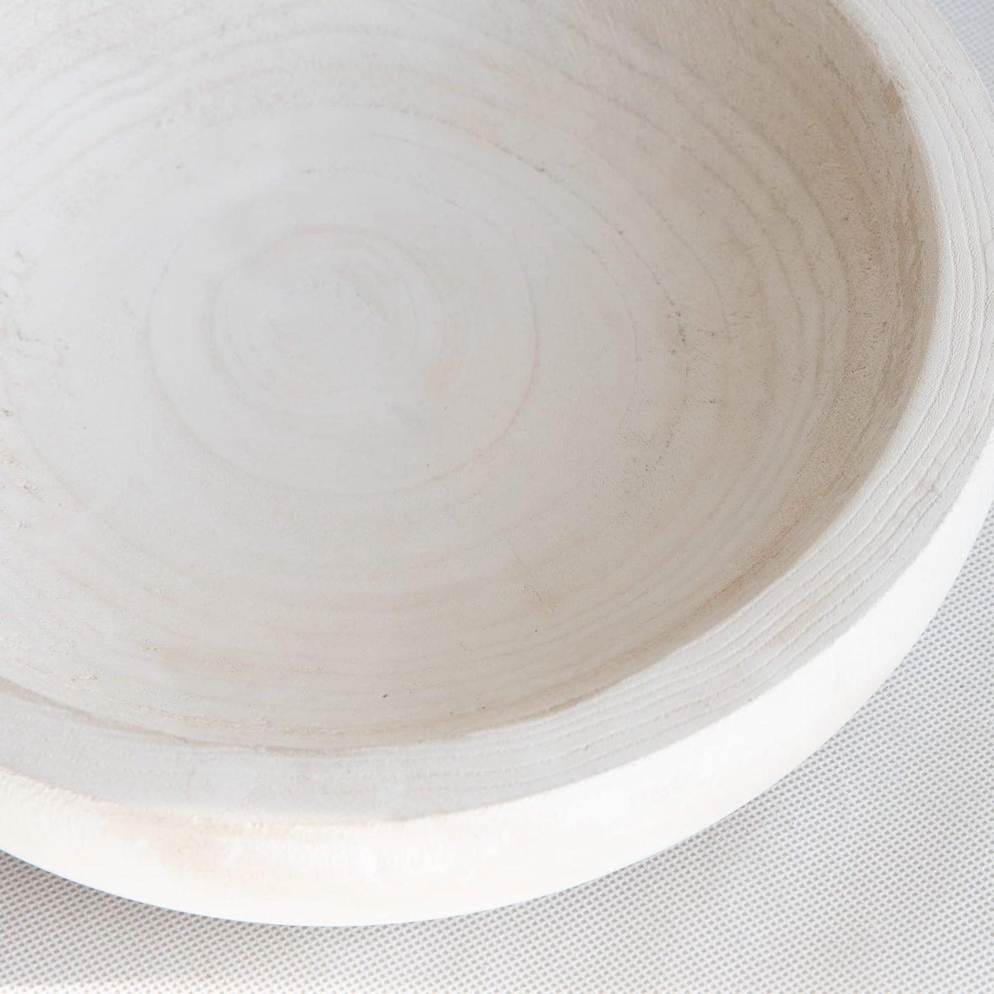 COLLECTIVE HOME - Paulownia Wood Hand Carved Tray, Fruit Snack Holder, Decorative Bowl, Rustic Home Decor Accessories for Coffee Table, Living Room, Wedding Centerpiece, 10" (washed white)