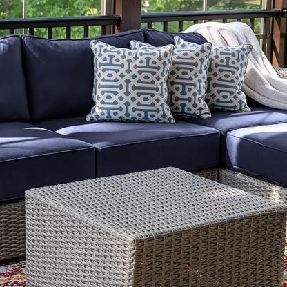 Cethytirko 14 Piece Outdoor Patio Waterproof Cushion Covers, Fits 6-Seat Wicker Rattan Sectional Couch Chair Furniture Cover Replacement Set - Fade-Resistant Patio Cushion Covers with Zipper