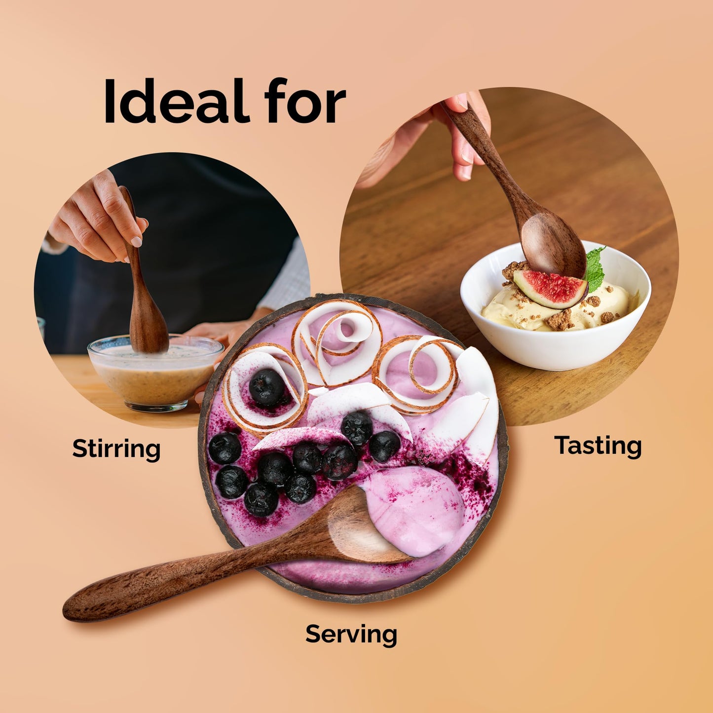 INANOSA 7 PCS Small Wooden Spoons, 5.75 Inch Acacia Wood Honey Spoons for Tea & Coffee, Mini Wood Teaspoons for Stirring, Tiny Wooden Spoons for Spices, Natural Table Spoons for Kitchen & Dining