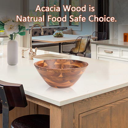 AIDEA Acacia Wood Serving Bowl for Fruits or Salads, 11" Diameter x 4.5" Height, Wooden Single Salad Bowl