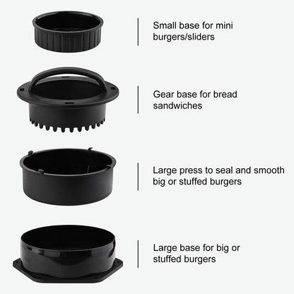 POLIGO 5PCS Smash Burger Press Kit - 4 in 1 Hamburger Patty Storage Containers,6.69" Round Cast Iron Smash Bacon Press- Non Stick Smash Burger Press Set for Grill and Griddle Cooking