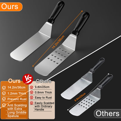 Latiret Griddle Accessories Kit, 24Pcs Grilling Accessories Set for Blackstone and Camp Chef, Flat Top Griddle Accessories Set with Scraper, Enlarged Spatulas, Basting Cover, White Elephant Gifts