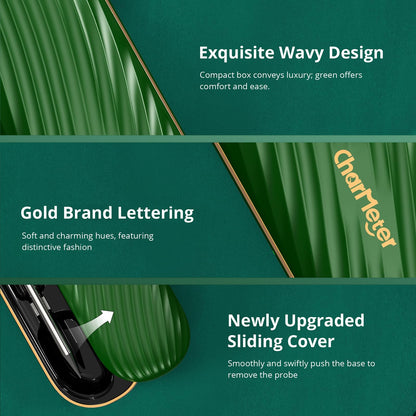 Green Wireless Meat Thermometer, 500FT Remote Bluetooth Grill Thermometer with an Stylish Wave-shaped Sliding Base, Portable Cooking IP67 Waterproof, Perfect Smoker Accessories Gift for Kitchen Lovers