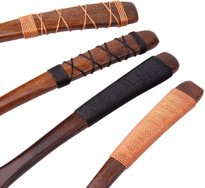 4pc-Handmade Japanese Style Wooden Soup Spoons with Tied Line on Handle