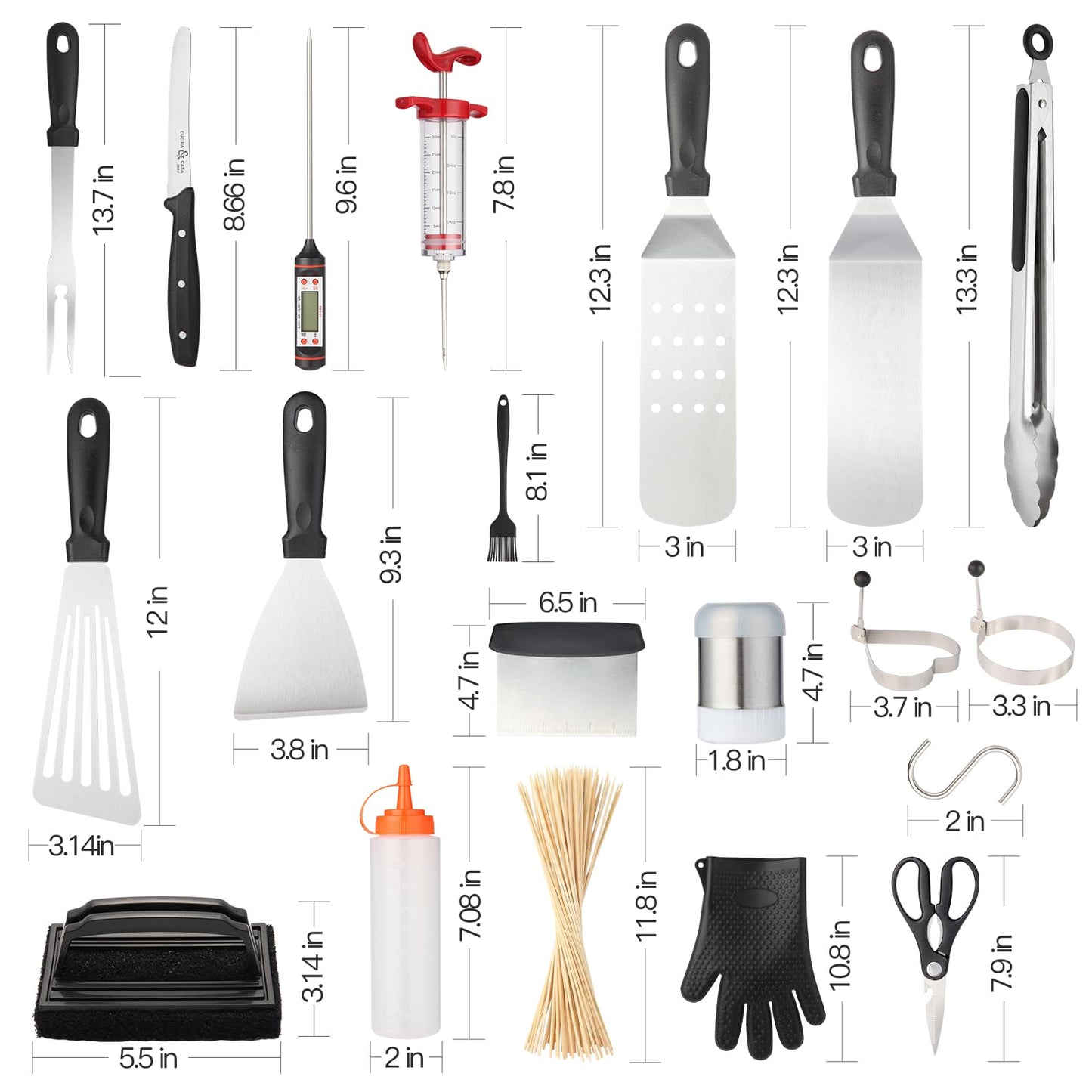 Yewkoisl 76PCS Griddle Accessories Kit – Flat Top Grill Tools Set with Spatulas, Scraper, Thermometer & Storage Bag – Outdoor Cooking Utensils for Camping, Hibachi, Tailgating & Backyard BBQ