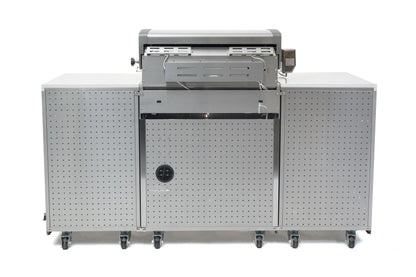 Mont Alpi MA957FC-RS 5-Burner 63000 BTU Stainless Steel Compact Outdoor Kitchen Gas Barbecue Island Grill with Infrared Rear Burner + Fridge Cabinet + Rotisserie Kit & Full Weather Cover