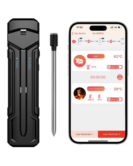 Beofinest Wireless Meat Thermometer, 500ft Range, Bluetooth, Digital, Smart App Control for Grilling, Smoking, BBQ, Oven, Grill, Smoker, Rotisserie