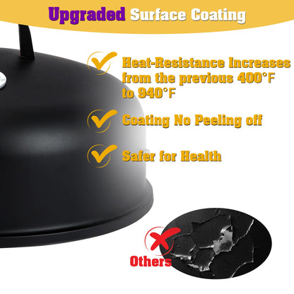 TCFUNDY 32" Vertical Charcoal Smoker Grill, Heavy-Duty BBQ Grill with Built-in Thermometer, 3 in 1 Grill and Smoker, Portable Meat Cooker with Air Vent for Outdoor Barbecue Cooking